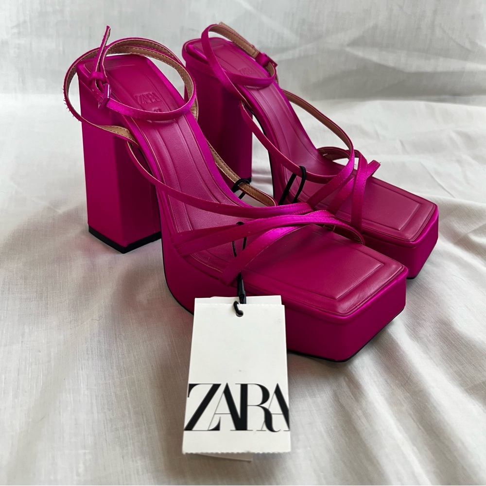 Zara Hot Pink Platform Heels